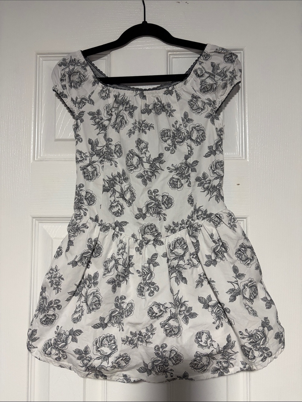 Girls White Floral Print Casual Dress